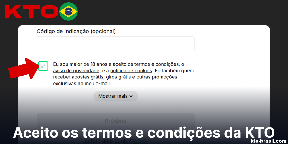 Aceito os termos e condições da KTO