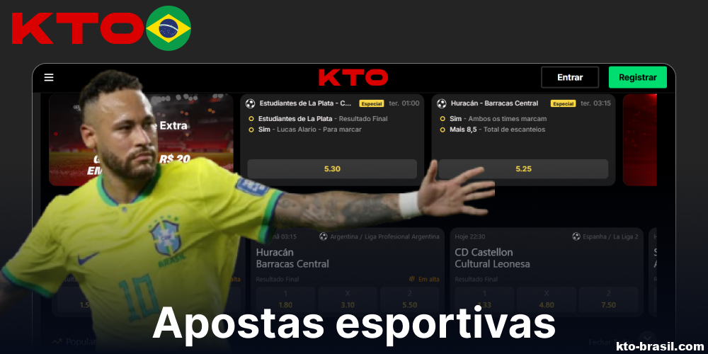 Opções de apostas esportivas da KTO disponíveis no Brasil