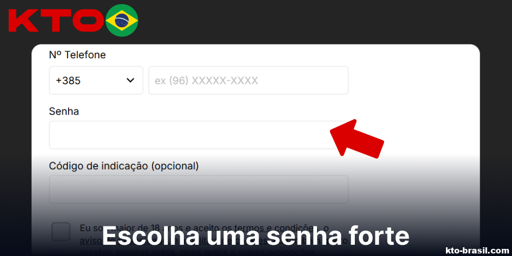 Escolha uma senha forte no site da KTO