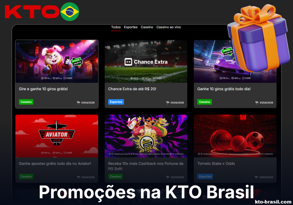 Bônus e promoções da KTO disponíveis para jogadores do Brasil.